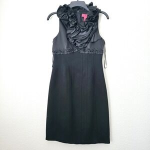 JS Collection Ruffle Satin Sz 2 Black Tie Dress Whimsy Goth Prom Formal Romantic